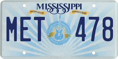 MS license plate MET478