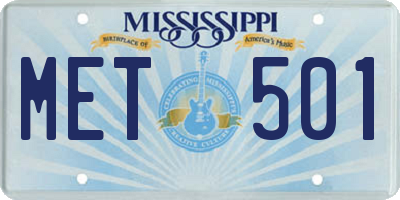MS license plate MET501
