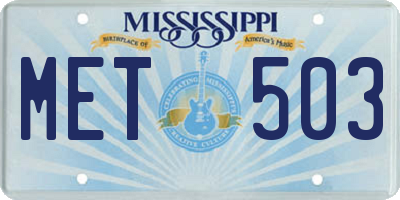 MS license plate MET503