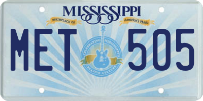 MS license plate MET505