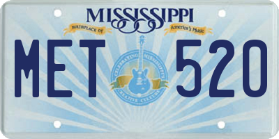 MS license plate MET520