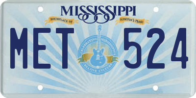 MS license plate MET524