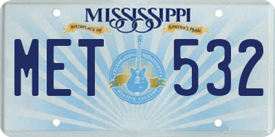 MS license plate MET532