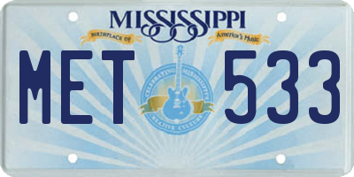 MS license plate MET533