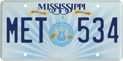 MS license plate MET534