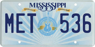 MS license plate MET536