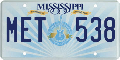 MS license plate MET538