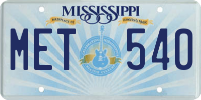 MS license plate MET540