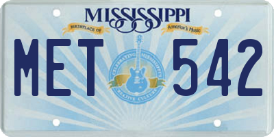 MS license plate MET542