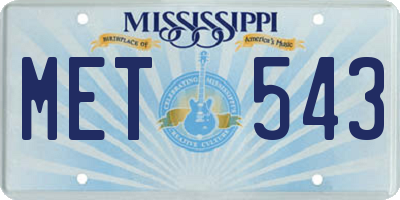 MS license plate MET543