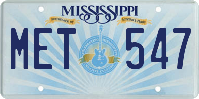MS license plate MET547