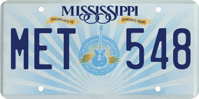 MS license plate MET548