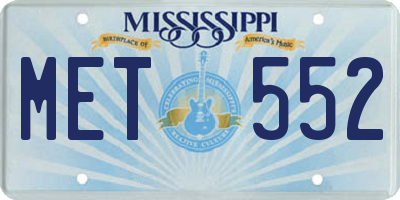 MS license plate MET552