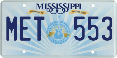 MS license plate MET553