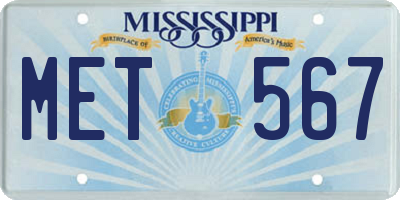 MS license plate MET567