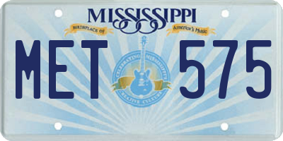 MS license plate MET575