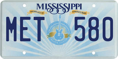 MS license plate MET580