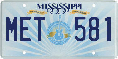 MS license plate MET581