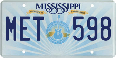 MS license plate MET598