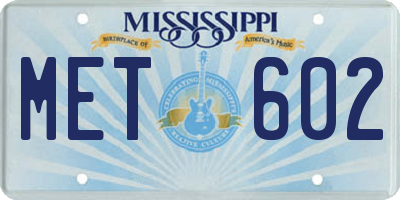 MS license plate MET602