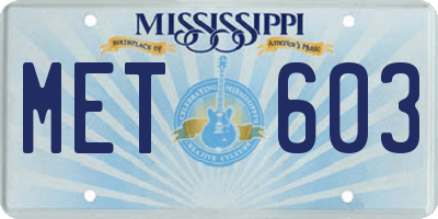 MS license plate MET603