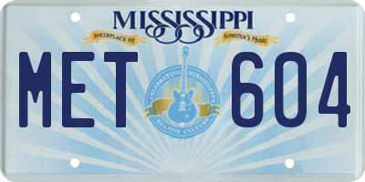 MS license plate MET604