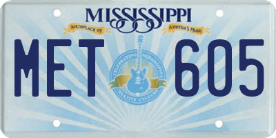 MS license plate MET605