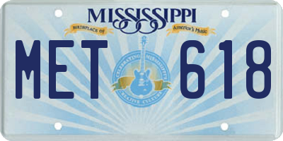 MS license plate MET618