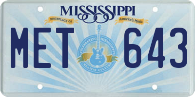 MS license plate MET643
