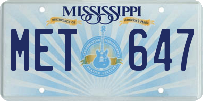 MS license plate MET647