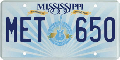 MS license plate MET650