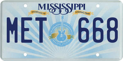 MS license plate MET668
