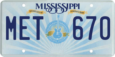 MS license plate MET670