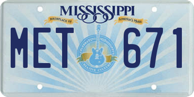 MS license plate MET671
