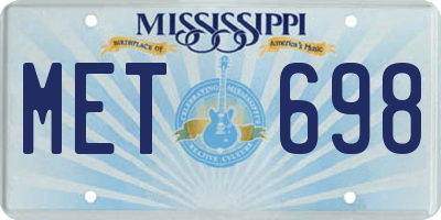 MS license plate MET698