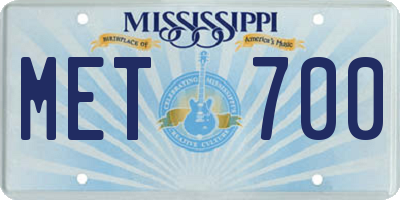 MS license plate MET700