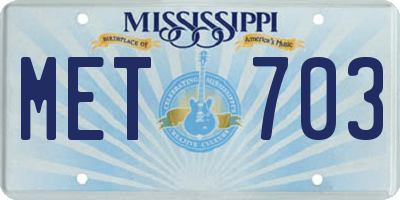 MS license plate MET703