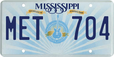 MS license plate MET704