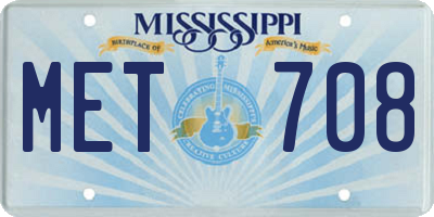 MS license plate MET708