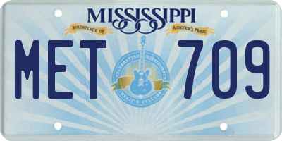 MS license plate MET709