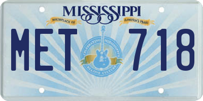 MS license plate MET718