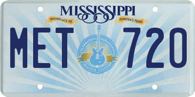 MS license plate MET720