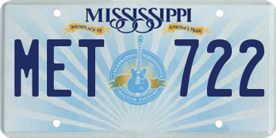 MS license plate MET722