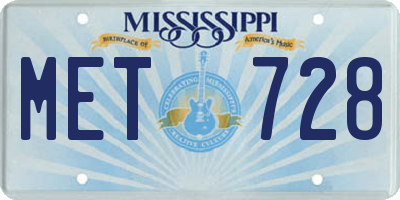 MS license plate MET728