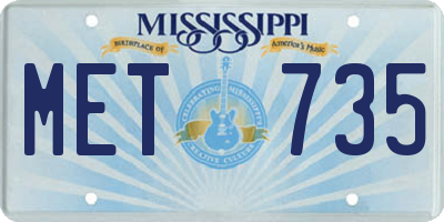 MS license plate MET735