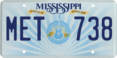 MS license plate MET738