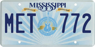 MS license plate MET772