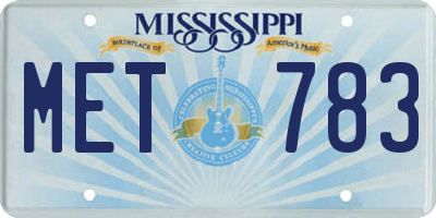 MS license plate MET783