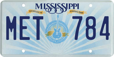 MS license plate MET784