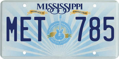 MS license plate MET785